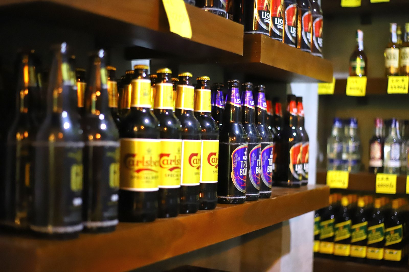 Stocked bar with a range of bottles